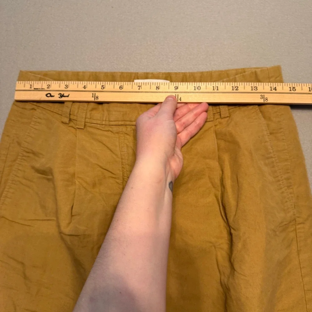 COS Pleated High Waist Wide Leg Trousers Mustard Yellow Women Size 6